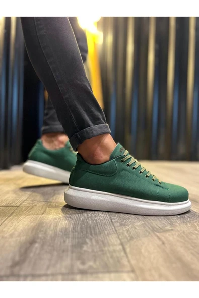 Knack Yüksek Taban Günlük Ayakkabı 045 Yeşil (Beyaz Taban) - Resim 3