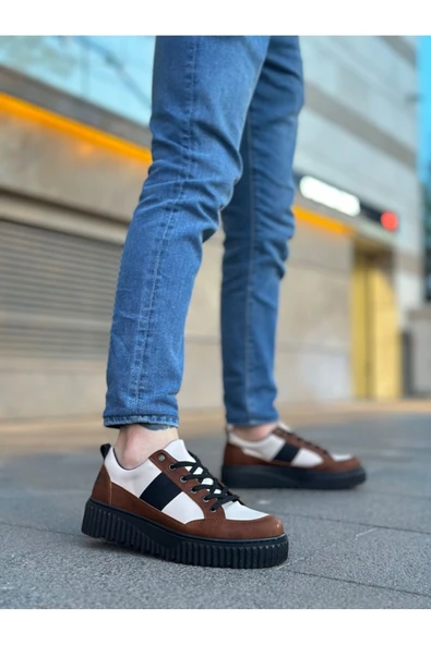 Erkek AyakkabıBA0804 BOA Yüksek Siyah Taban Kahve Detaylı Bağcıklı Erkek Ayakkabı ürün görseli 1