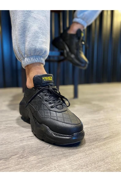 Knack Yüksek Taban Günlük Ayakkabı N75 Kapitone Siyah (Siyah Taban) ürün görseli 1