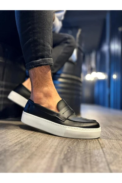 Knack Günlük Klasik Ayakkabı 400 Siyah (Beyaz Taban) - Resim 2