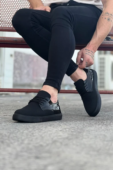 Wagoon WG016 Kömür Rugan Triko Erkek Casual Ayakkabı ürün görseli 1