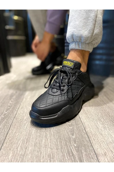 Knack Yüksek Taban Günlük Ayakkabı N75 Kapitone Siyah (Siyah Taban) - Resim 4