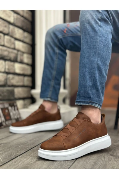 BA0134 BOA Kalın Yüksek Taban Çapraz Bant Taba Beyaz Erkek Ayakkabı ürün görseli 1