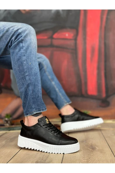 BA8104 BOA Yüksek Taban Siyah Cilt Bağcıklı Erkek Ayakkabı ürün görseli 1