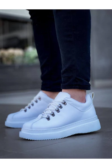KB-X4  Kuback BEYAZ CİLT Yüksek Taban Bağcıklı Günlük Erkek Ayakkabı - Resim 2