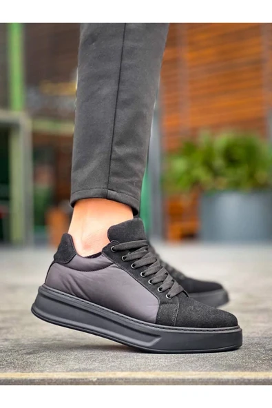 KB-046 Kuback Siyah Paraşüt Siyah Yüksek Taban Günlük Spor Ayakkabı - Resim 4