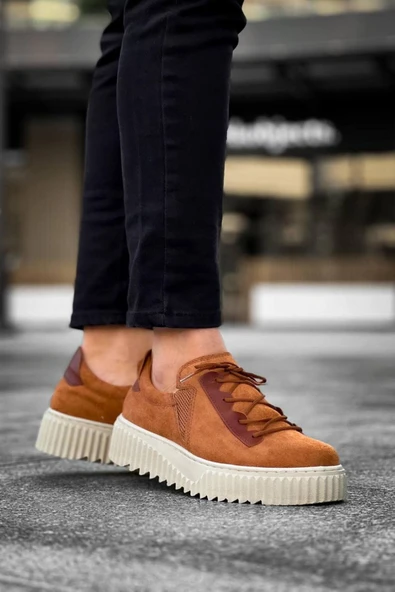 KB-X502  Kuback Taba Süet Yüksek Bej Taban Bağcık Detaylı Lastikli Günlük Erkek Ayakkabı - Resim 5