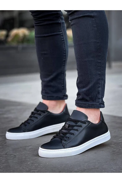 KB-122  Kuback Siyah Cilt Yüksek Taban Bağcıklı Günlük Erkek Ayakkabı - Resim 2