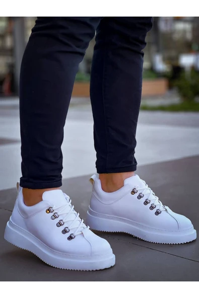 KB-X4  Kuback BEYAZ CİLT Yüksek Taban Bağcıklı Günlük Erkek Ayakkabı ürün görseli