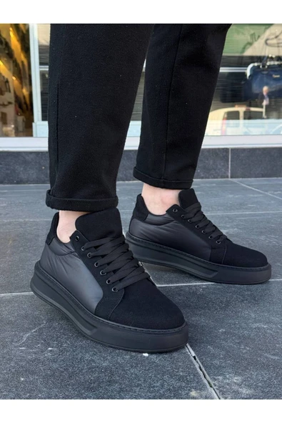 KB-046 Kuback Siyah Paraşüt Siyah Yüksek Taban Günlük Spor Ayakkabı - Resim 2