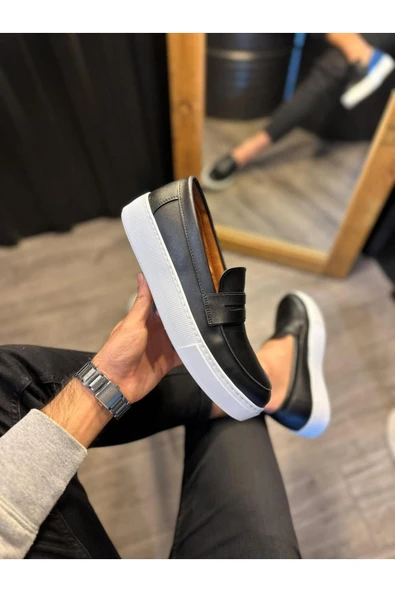 Knack Günlük Klasik Ayakkabı 400 Siyah (Beyaz Taban) - Resim 3