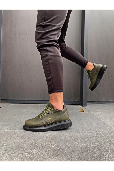 Erkek AyakkabıKnack Yüksek Taban Günlük Ayakkabı 040 Haki (Siyah Taban) ürün görseli