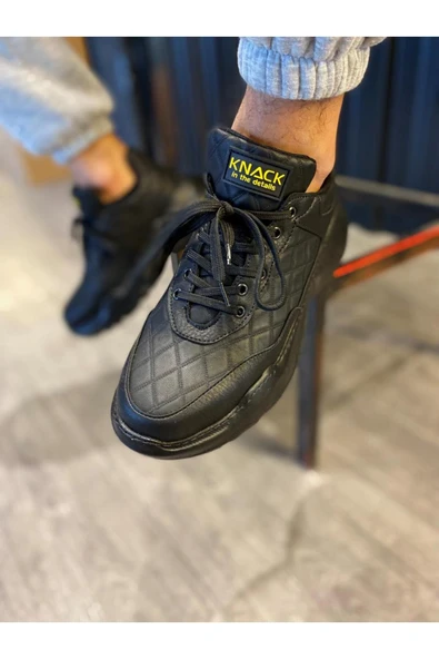 Knack Yüksek Taban Günlük Ayakkabı N75 Kapitone Siyah (Siyah Taban) - Resim 5