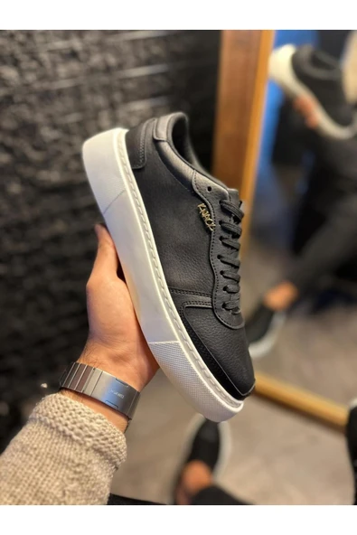 Erkek AyakkabıKnack Günlük Ayakkabı 222 Siyah (Beyaz Taban) - Resim 3