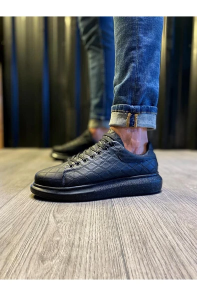 Knack Yüksek Taban Günlük Ayakkabı 044 KAPİTONE Siyah (Siyah Taban) - Resim 4