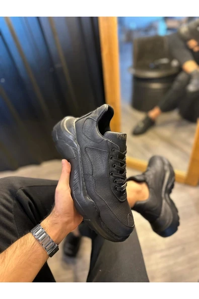 Knack Yüksek Taban Günlük Ayakkabı N75 Siyah (Siyah Taban) - Resim 3