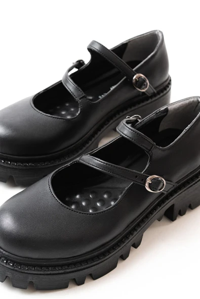 Vivole Shoes 868-756 Siyah Rugan Günlük Yüksek Tabanlı Loafer Ayakkabı - Resim 3