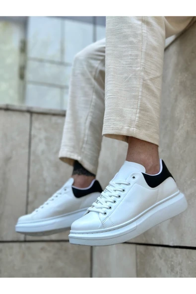 BA0547 BOA Kalın Yüksek Taban Krem Süet Bağcıklı Spor Erkek Ayakkabı - Resim 3