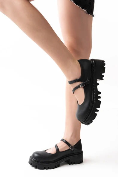 Vivole Shoes 868-756 Siyah Rugan Günlük Yüksek Tabanlı Loafer Ayakkabı - Resim 2