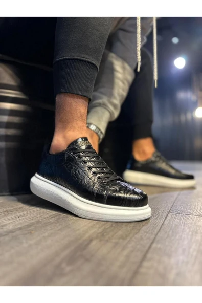 Knack Yüksek Taban Günlük Ayakkabı 044 Siyah Beyaz Taban (Desenli) ürün görseli 1