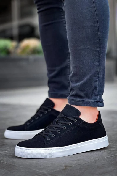 Erkek ayakkabıKB-122   Kuback Siyah Süet Yüksek Taban Bağcıklı Günlük Erkek Ayakkabı - Resim 2