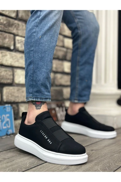 BA0307 BOA Kalın Yüksek Taban Çift Bant Siyah Beyaz Erkek Ayakkabı ürün görseli 1