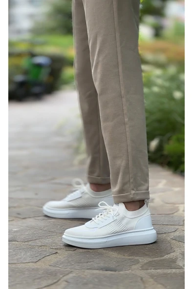 BA0812 Özel Örme Triko Tarz Beyaz Renk Spor Ayakkabı ürün görseli 1