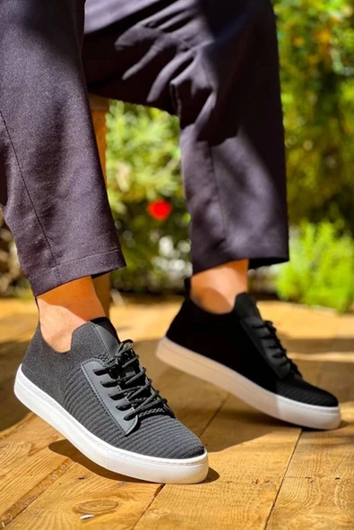 KB-110  Kuback BACK Siyah Triko Yüksek Taban Bağcıklı Günlük Erkek Ayakkabı - Resim 2