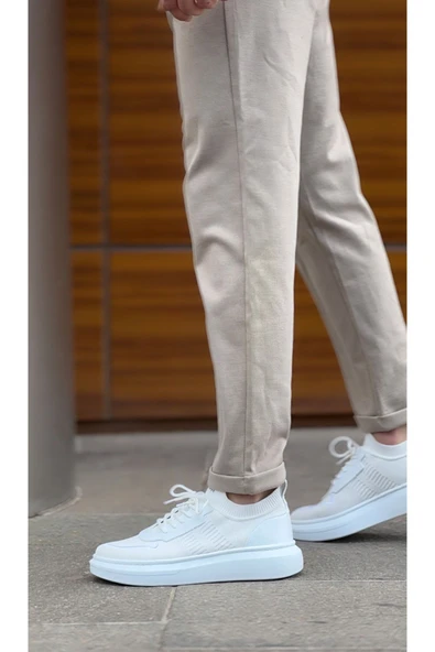BA0812 Özel Örme Triko Tarz Beyaz Renk Spor Ayakkabı - Resim 3