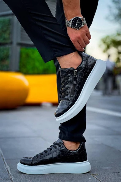 Erkek ayakkabıKB-309  Kuback  Siyah Fermuar Ve Bağcıklı  Günlük Erkek  Ayakkabı - Resim 2