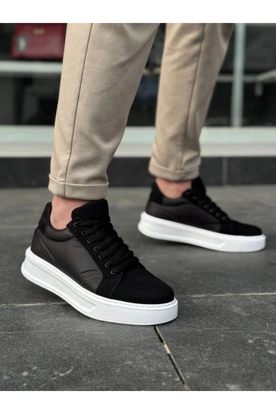 Kb-046 Kuback Siyah Paraşüt Beyaz Yüksek Taban Günlük Spor Ayakkabı - Resim 2