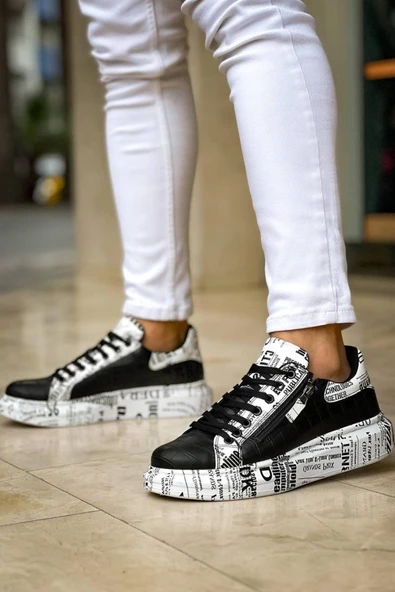 Erkek ayakkabıKB-02  Kuback Bağcıklı Crocodile Siyah Gazete Günlük Erkek Ayakkabı - Resim 5