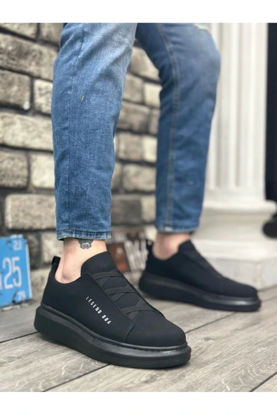 BA0134 BOA Kalın Yüksek Taban Çapraz Bant Siyah Erkek Ayakkabı ürün görseli