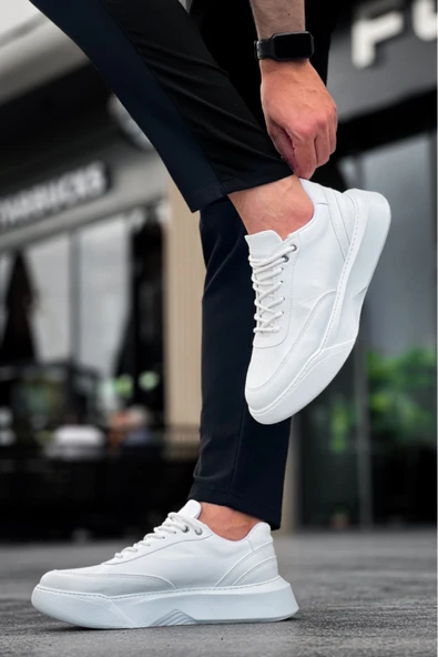 BA0354 Günlük  Bağcıklı Erkek Yüksek Taban Siyah Spor Ayakkabı - Resim 2