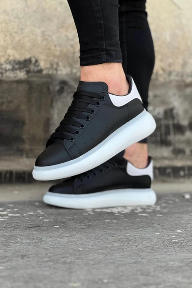 Wg095 Siyah Beyaz Erkek Casual Ayakkabı - Resim 2