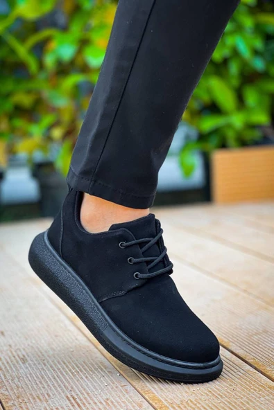 Erkek ayakkabıKB-003 Kuback Siyah Süet Siyah Taban Bağcıklı  Günlük Erkek  Ayakkabı - Resim 2