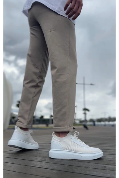 BA0812 Özel Örme Triko Tarz Beyaz Renk Spor Ayakkabı - Resim 5