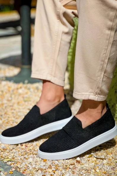 Kb-114 Kuback Siyah Triko Yüksek Taban Bağcıksız Günlük Erkek Ayakkabı - Resim 2