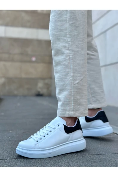 BA0547 BOA Kalın Yüksek Taban Krem Süet Bağcıklı Spor Erkek Ayakkabı - Resim 2