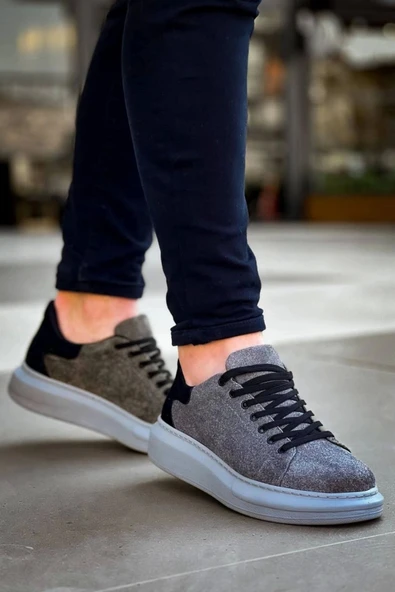 Kb-x500 Kuback Gri Siyah Süet Yüksek Taban Bağcıklı Günlük Erkek Ayakkabı - Resim 2