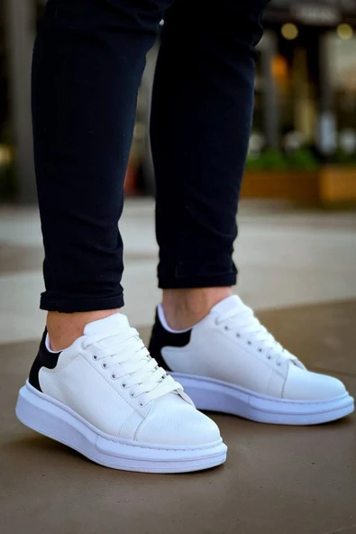 Erkek ayakkabıKB-X500  Kuback Bağcıklı Beyaz Siyah  Günlük Erkek Ayakkabı - Resim 3