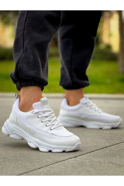 KB-707  Kuback  Beyaz Cilt Yüksek Taban Bağcıklı Günlük Erkek Ayakkabı - Resim 3