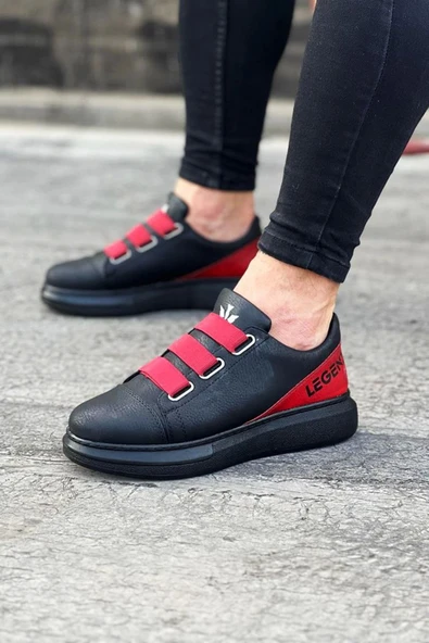 Kömen Wg029 3 Bant Legend Kömür Kırmızı Kalın Taban Casual Erkek Ayakkabı - 2