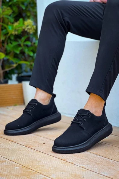 Erkek ayakkabıKB-003 Kuback Siyah Süet Siyah Taban Bağcıklı  Günlük Erkek  Ayakkabı - Resim 4