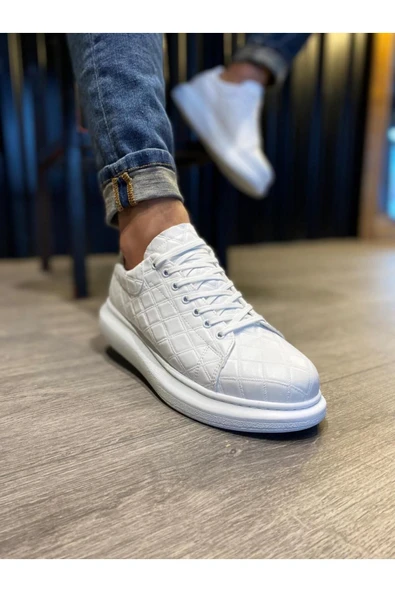 Knack Yüksek Taban Günlük Ayakkabı 044 Kapitone Beyaz - Resim 2