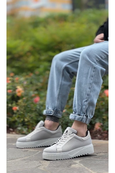 BA0803 BOA Yüksek Taban Gri Triko Gri Taban Erkek Ayakkabı ürün görseli 1