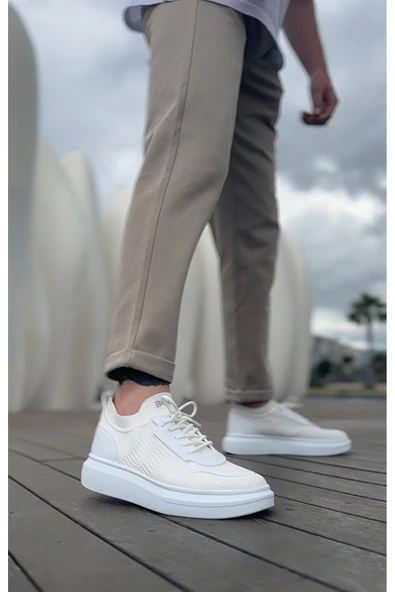 BA0812 Özel Örme Triko Tarz Beyaz Renk Spor Ayakkabı - Resim 4