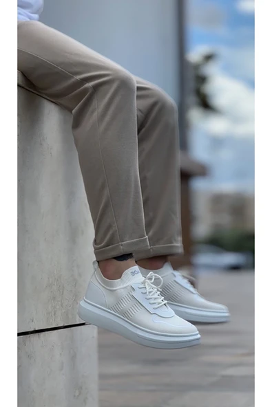 BA0812 Özel Örme Triko Tarz Beyaz Renk Spor Ayakkabı - Resim 2