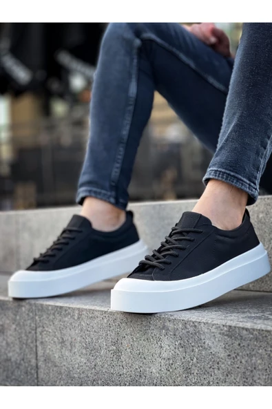 BA500 BOA Özel Termo Taban Siyah Beyaz Renk Casual Erkek Ayakkabı ürün görseli