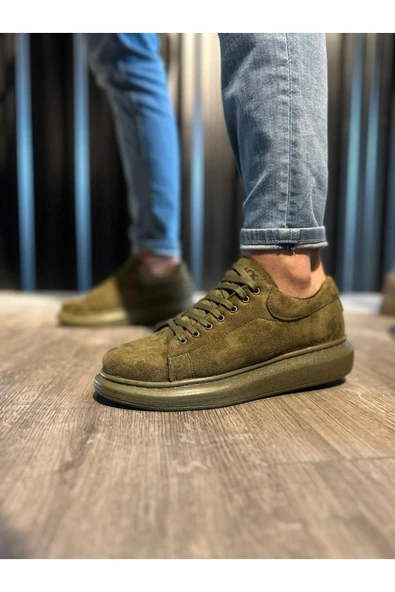 Knack Yüksek Taban Günlük Ayakkabı 044 Haki (Süet) - Resim 3